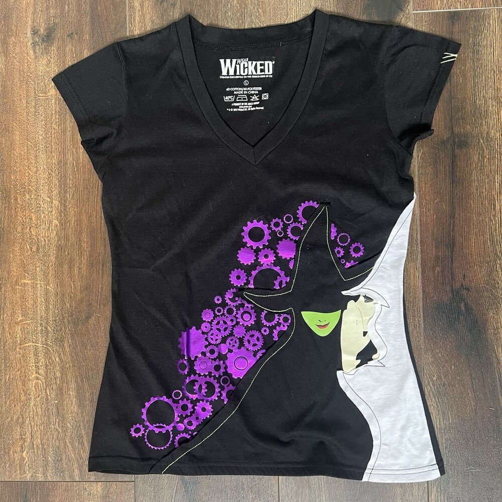 Wear Wicked 2012 Broadway Musical Cut & Sew Faces Women's Size Large T-Shirt Oz